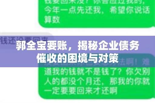 郭全宝要账,揭秘企业债务催收的困境与对策 郭全宝要账,揭秘企业债务催收的困境与对策