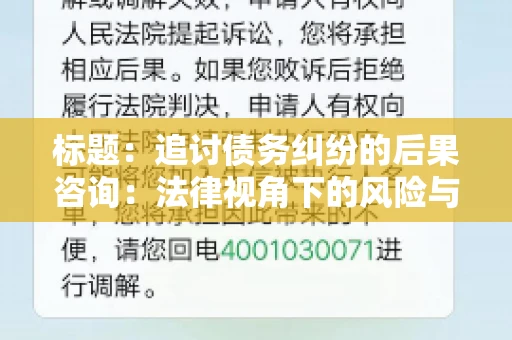 标题：追讨债务纠纷的后果咨询：法律视角下的风险与应对