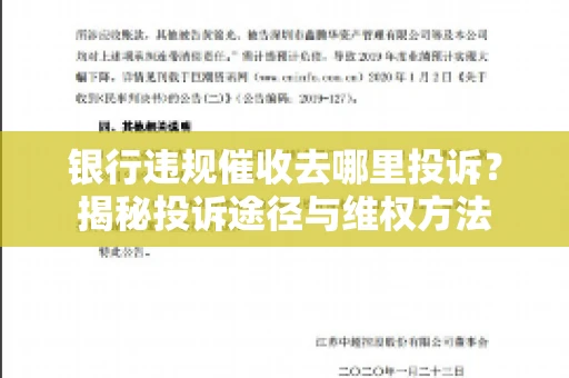 银行违规催收去哪里投诉？揭秘投诉途径与维权方法